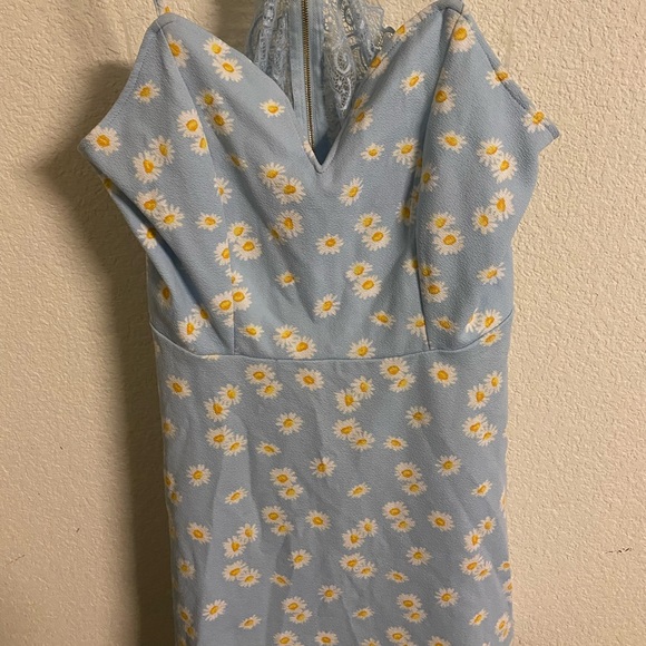 Floral baby blue summer dress - Picture 1 of 3